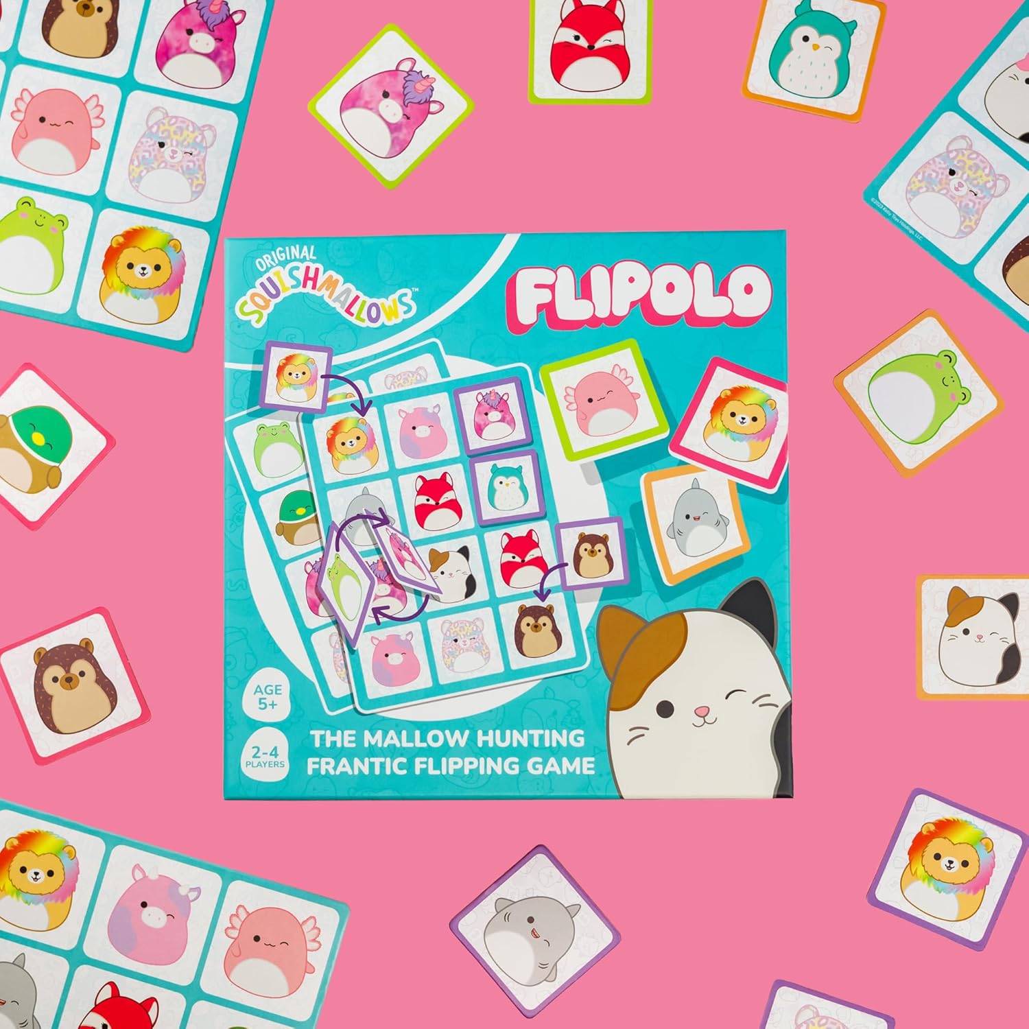 IDEAL | Squishmallows Flipolo game: The Frantic Flip Matching game | Family Games | For 2-4 Players | Ages 5+