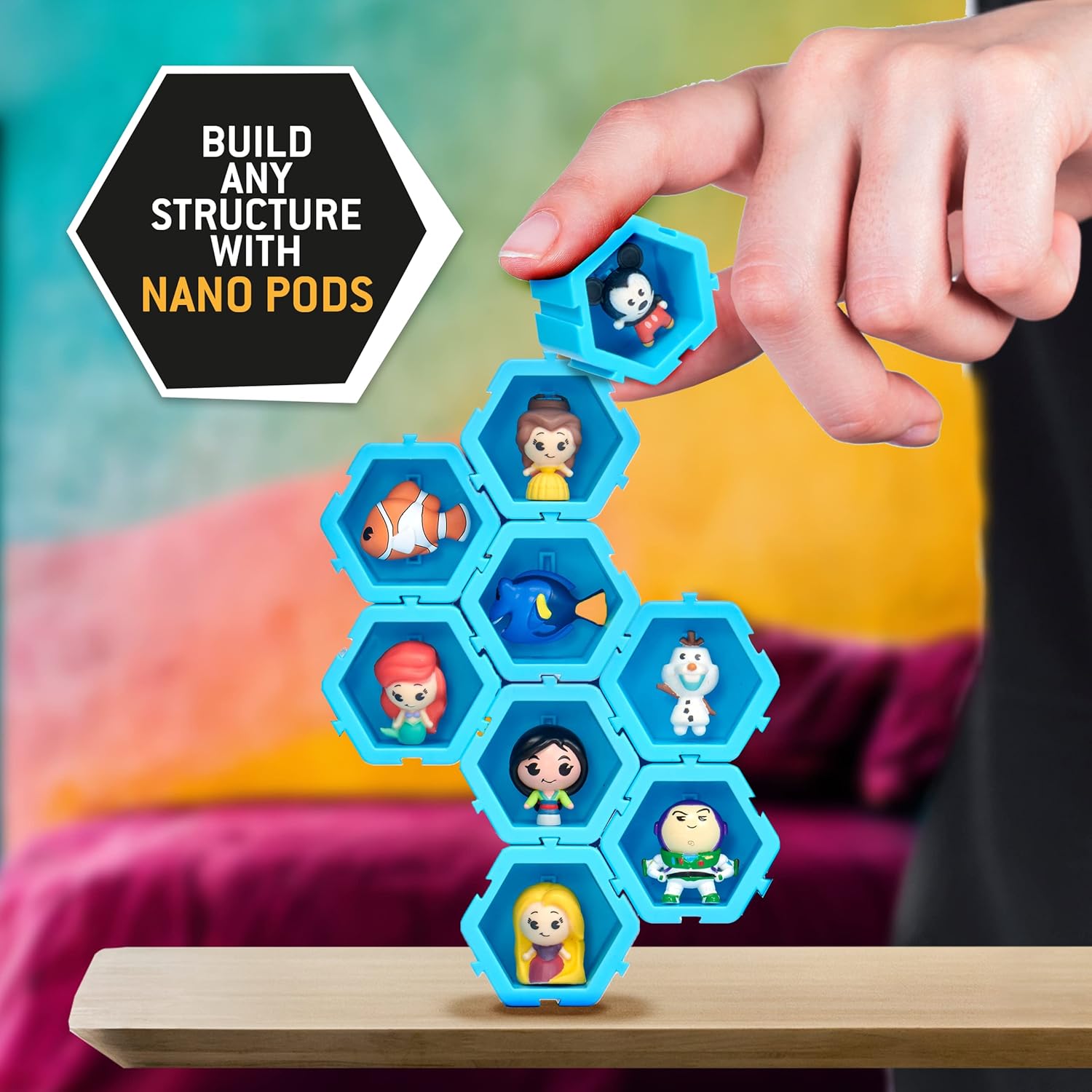 WOW! STUFF - Nano Pods Disney and Disney and Pixar Surprise Connectable Collectibles | Character Attached within a Connectable Pod | Toys for Kids and Adults | Collect and Connect Wave 1