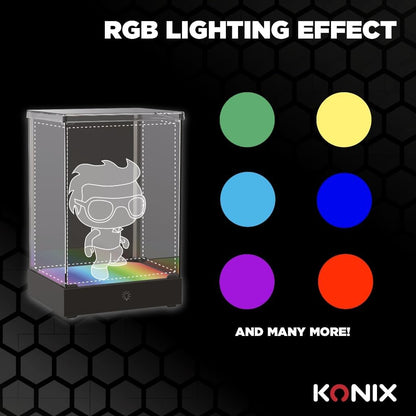 Konix LED Display Box for Figure - Compatible with Funko Pop, Banpresto Qposket, Lower Figures 9 x 9 x 14 cm - RGB Lighting - USB Cable
