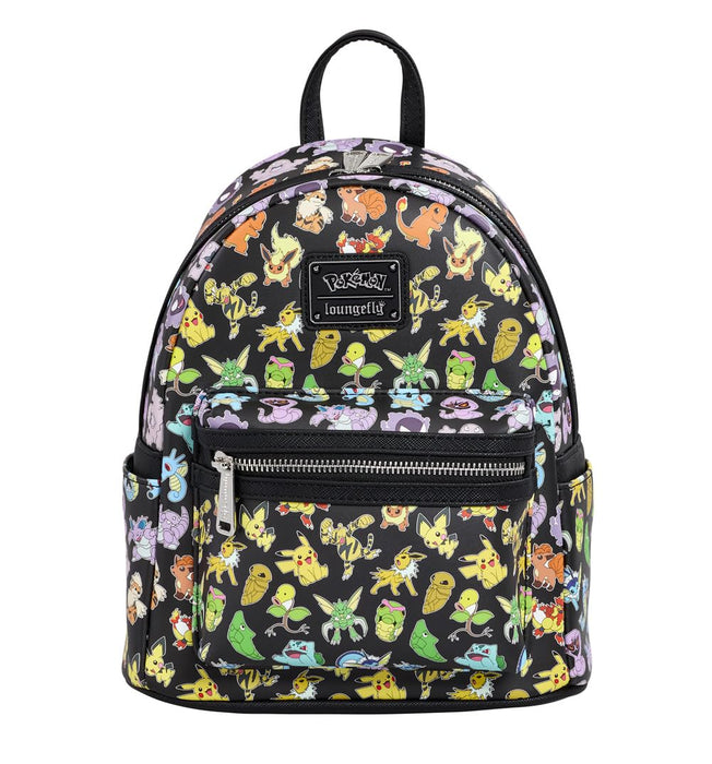 Loungefly Backpacks Pokemon Multi Character All Over Print Mini Backpack Black/Charcoal