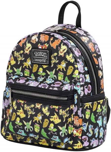 Loungefly Backpacks Pokemon Multi Character All Over Print Mini Backpack Black/Charcoal