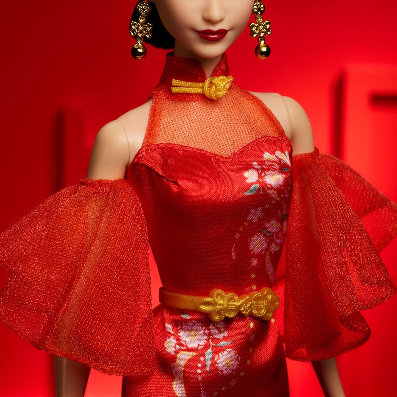 Barbie Lunar New Year Doll Wearing Qipao Dress with Plum Blossom Prints & Golden Accessories, Barbie Signature Collection, JBJ11