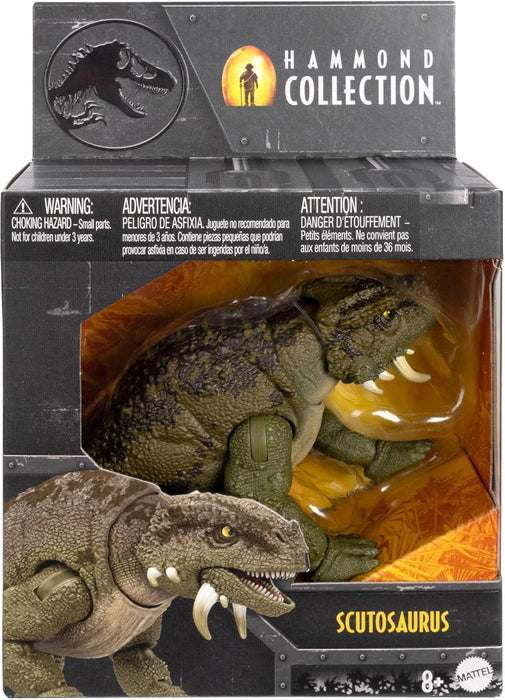 Mattel Jurassic World Hammond Collection Dinosaur Action Figure Scutosaurus, Premium Design with Glass Eyes & 14 Points Articulation, JDJ08