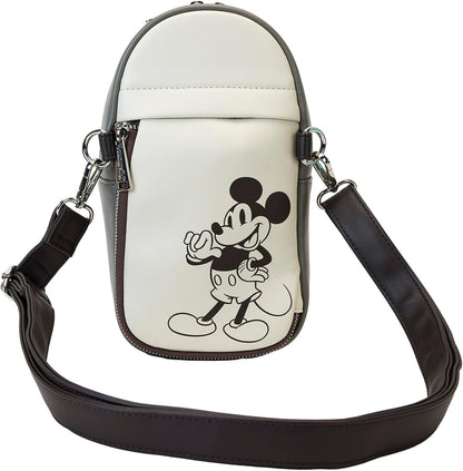 Loungefly Disney Mickey and Friends Faux Leather and Canvas Water Bottle Crossbody Bag