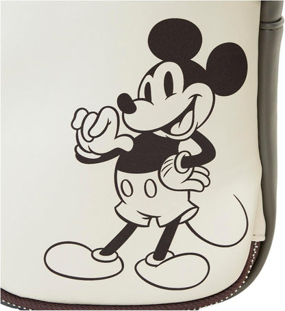 Loungefly Disney Mickey and Friends Faux Leather and Canvas Water Bottle Crossbody Bag