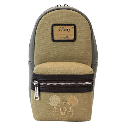 Loungefly Disney Mickey and Friends Faux Leather and Canvas Water Bottle Crossbody Bag