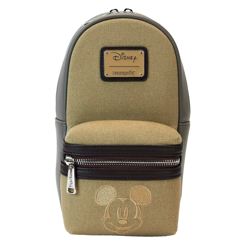 Loungefly Disney Mickey and Friends Faux Leather and Canvas Water Bottle Crossbody Bag