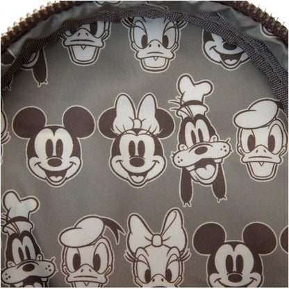 Loungefly Disney Mickey and Friends Faux Leather and Canvas Water Bottle Crossbody Bag