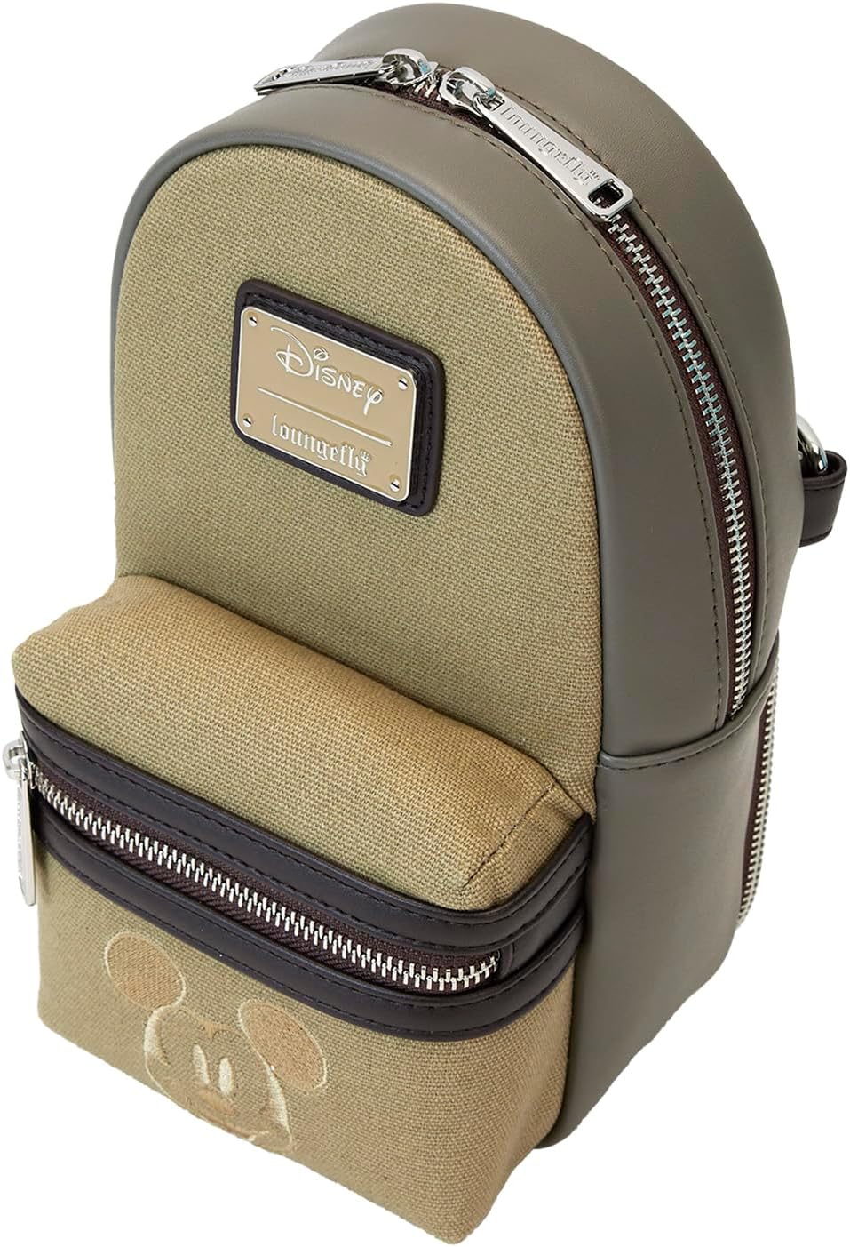 Loungefly Disney Mickey and Friends Faux Leather and Canvas Water Bottle Crossbody Bag