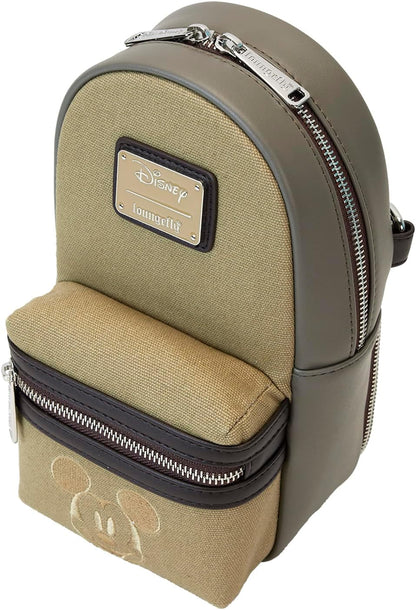 Loungefly Disney Mickey and Friends Faux Leather and Canvas Water Bottle Crossbody Bag