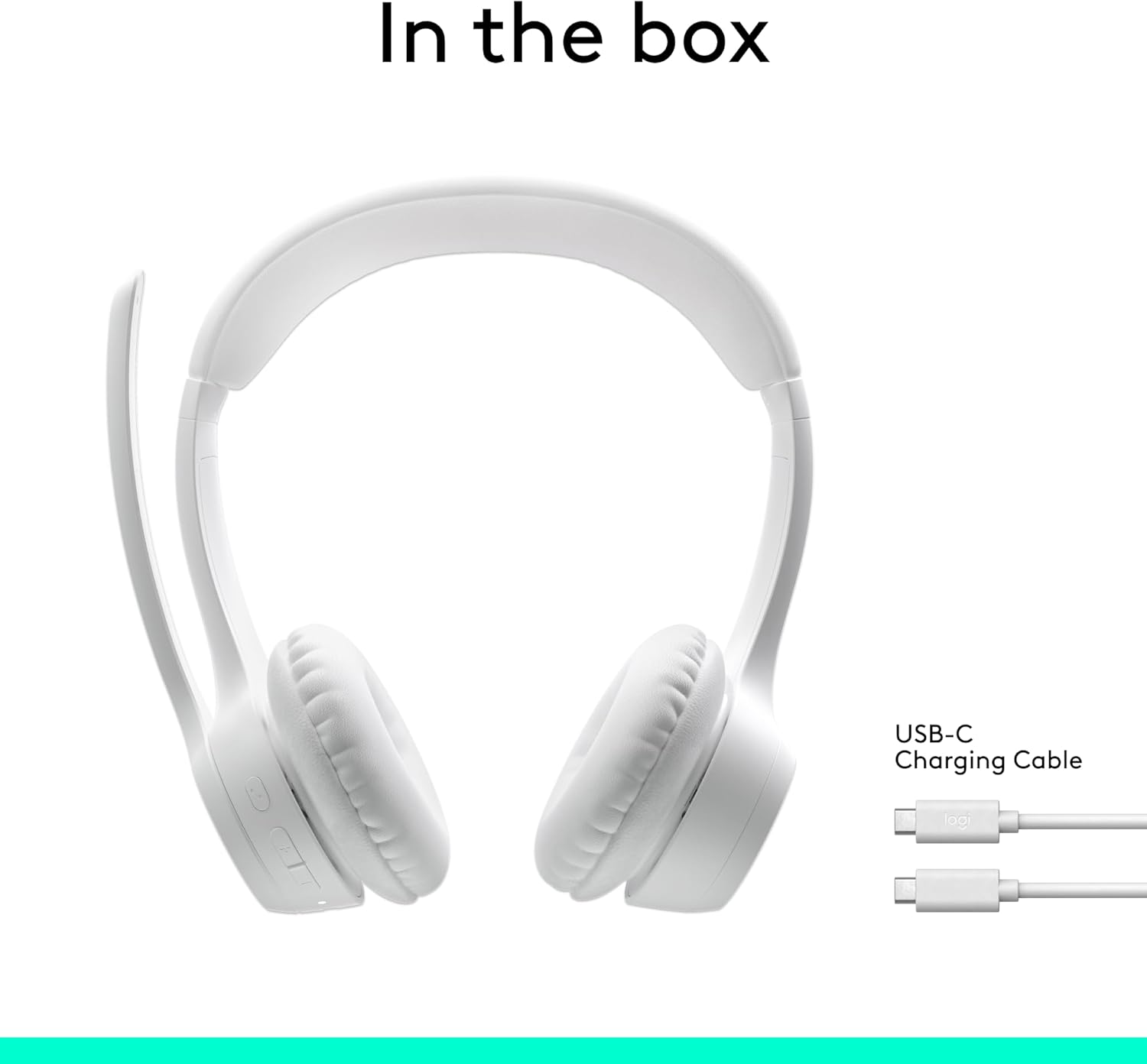 Logitech Zone 300 Wireless Bluetooth Headset With Noise-Cancelling Microphone, Compatible with Windows, Mac, Chrome, Linux, iOS, iPadOS, Android – Off-White