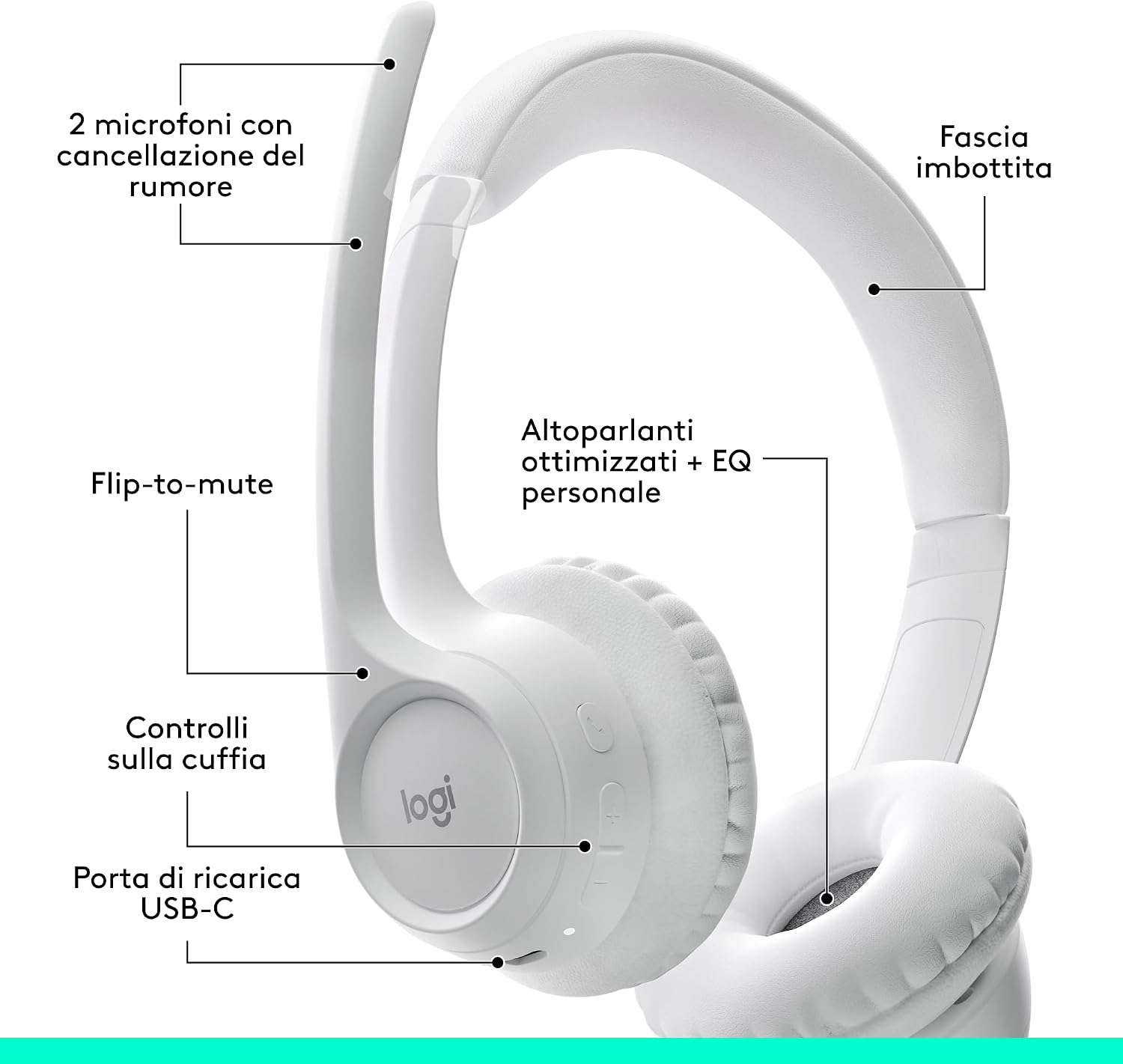 Logitech Zone 300, Cuffia con microfono wireless Bluetooth