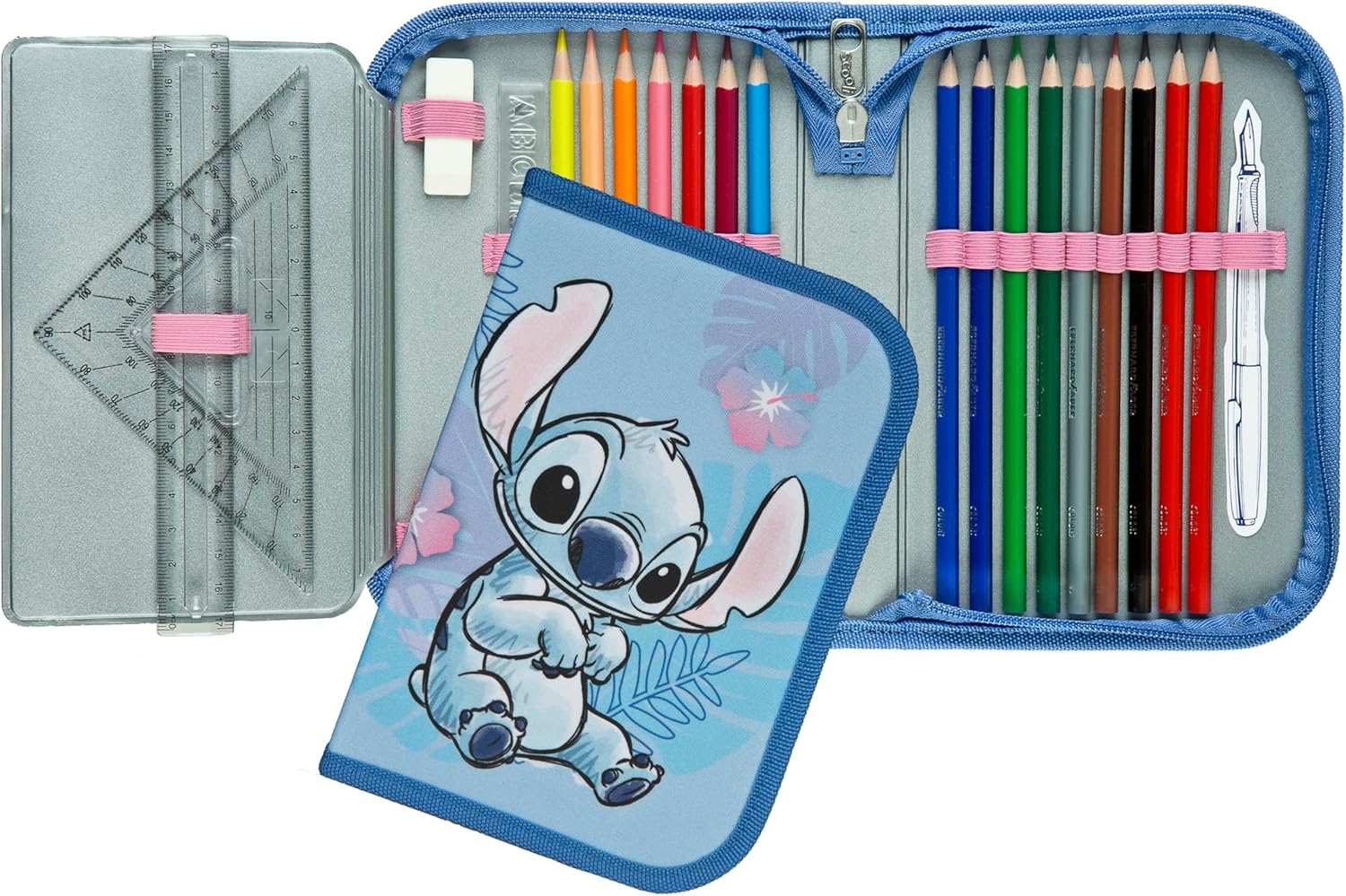 Scooli - Astuccio per la Scuola Stitch - Astuccio con Penne e Accessori di Alta qualità - Ideale per la Scuola, Il Tempo Libero e i Viaggi - da 6 Anni