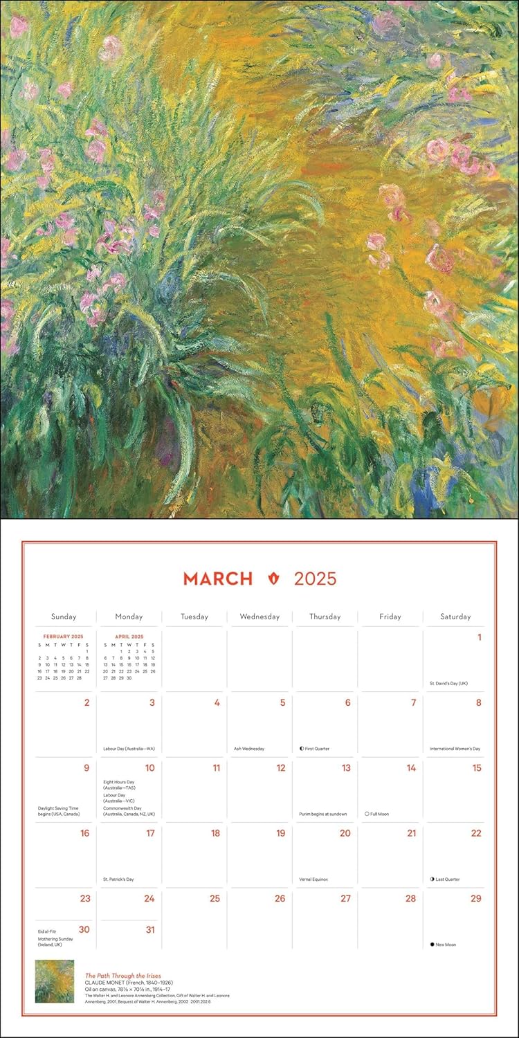 Impressionism and Post-Impressionism 2025 Wall Calendar