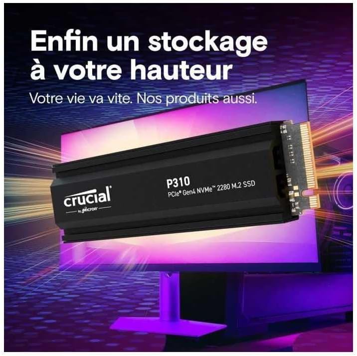 Crucial P310 - SSD - 2 TB - intern - M.2 2280 - PCIe 4.0 x4 (NVMe) - integrierter Kühlkörper