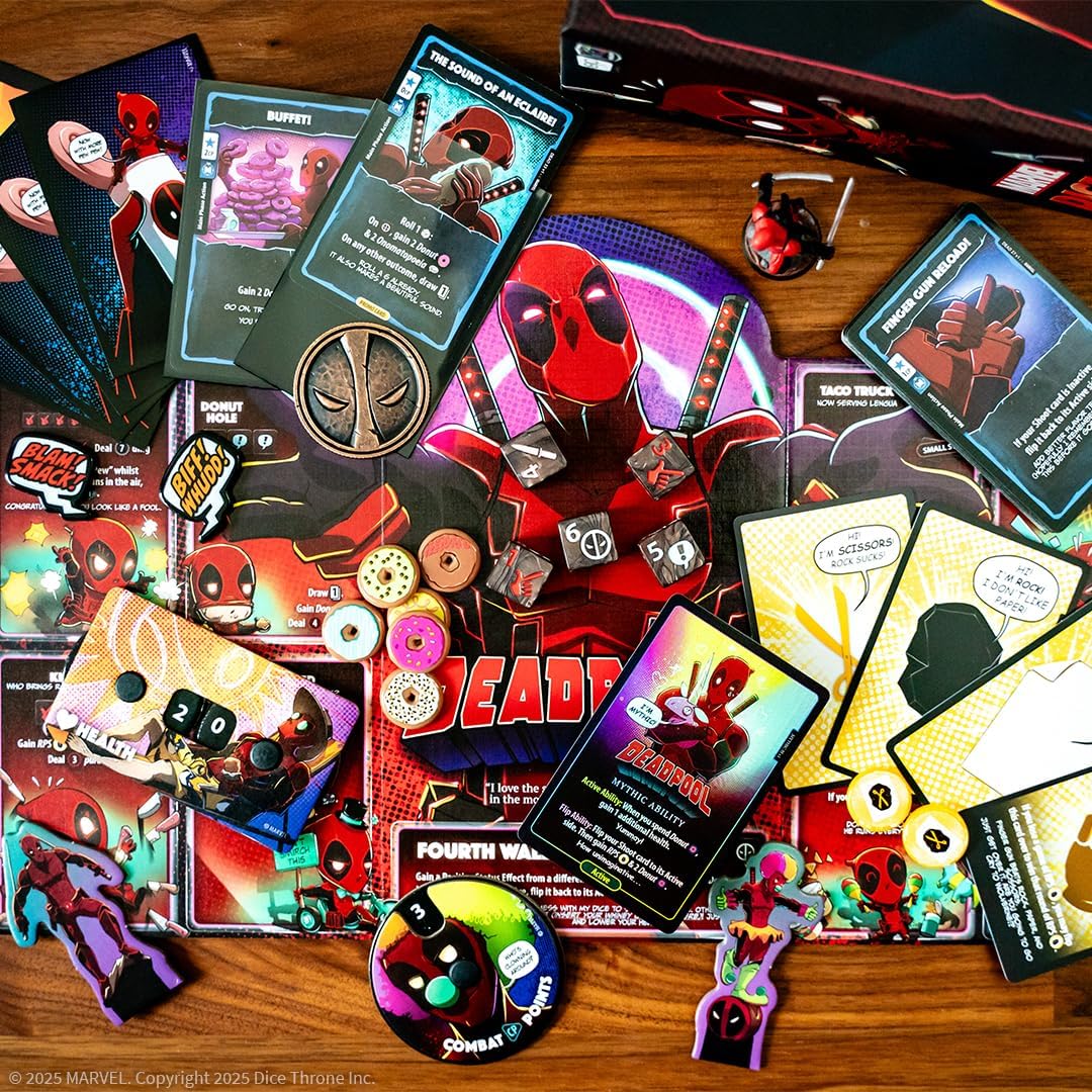 Marvel Dice Throne: Deadpool "Deluxe" Edition, Dice-Rolling Battle Game, Play as Deadpool with Unique Abilities, Stand-Alone Expansion & Compatible with All Dice Throne Heroes, Officially Licensed