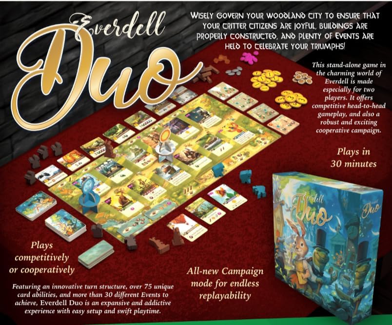 Starling Games | Everdell Duo | Board Game | Ages 10+ | 1-2 Players | 30+ Minutes Playing Time