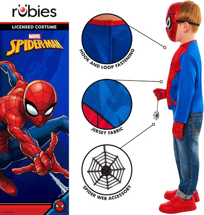 Rubies Official Marvel Spiderman Dress Up Set Child Costume, Kids Fancy Dress, Size Ages 4-6 Years