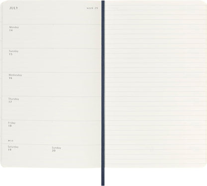 Moleskine Weekly Planner 2025-2026, 18-Month Weekly Planner With Note Space, Soft Cover and Elastic Closure, Large 13 x 21 cm, Colour Sapphire Blue