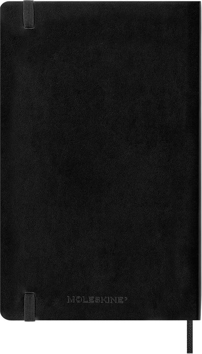 Moleskine Weekly Planner 2025-2026, 18-Month Weekly Planner With Note Space, Soft Cover and Elastic Closure, Large 13 x 21 cm, Colour Black