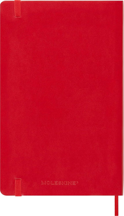 Moleskine Weekly Planner 2025-2026, 18-Month Weekly Planner With Note Space, Soft Cover and Elastic Closure, Large 13 x 21 cm, Colour Scarlet Red