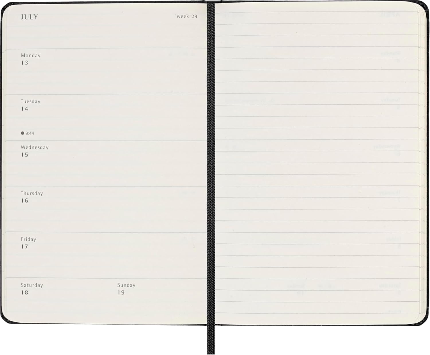 Moleskine Weekly Planner 2025-2026, 18-Month Weekly Planner With Note Space, Hard Cover and Elastic Closure, Pocket 9 x 14 cm, Colour Black