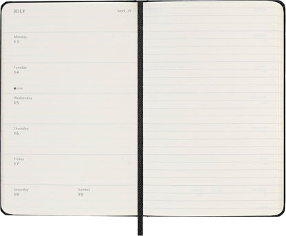 Moleskine Weekly Planner 2025-2026, 18-Month Weekly Planner With Note Space, Hard Cover and Elastic Closure, Pocket 9 x 14 cm, Colour Black