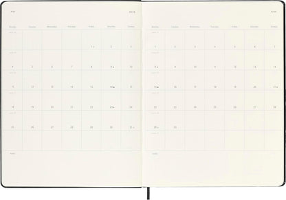 Moleskine Weekly Planner 2025-2026, 18-Month Weekly Planner With Note Space, Hard Cover and Elastic Closure, XL 19 x 25 cm, Colour Black
