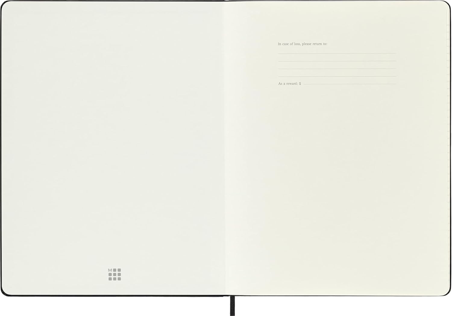 Moleskine Weekly Planner 2025-2026, 18-Month Weekly Planner With Note Space, Hard Cover and Elastic Closure, XL 19 x 25 cm, Colour Black