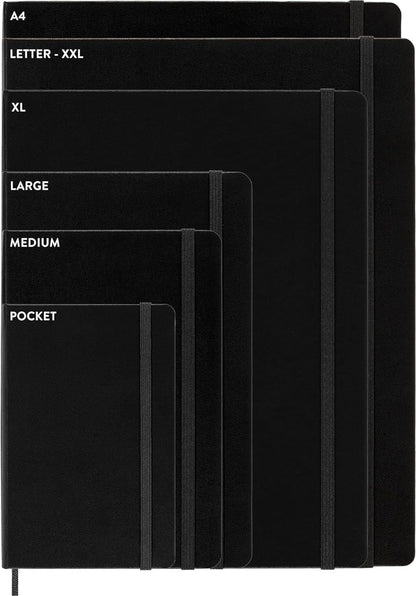 Moleskine Weekly Planner 2025-2026, 18-Month Weekly Planner With Note Space, Soft Cover and Elastic Closure, XL 19 x 25 cm, Colour Black