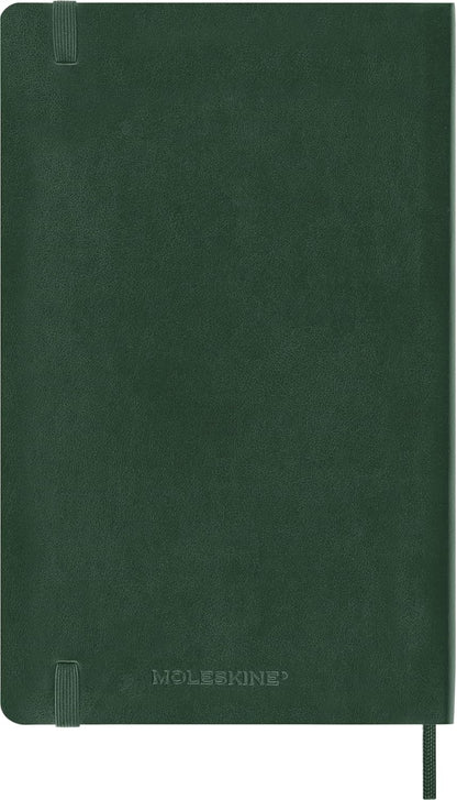 Moleskine Weekly Planner 2025-2026, 18-Month Weekly Planner With Note Space, Soft Cover and Elastic Closure, Large 13 x 21 cm, Colour Myrtle Green
