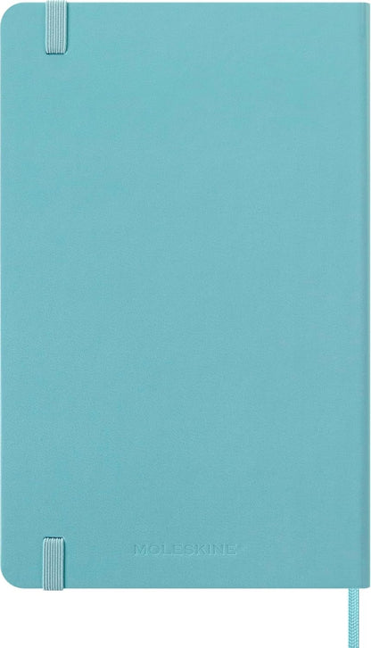 Moleskine Weekly Planner 2025-2026, 18-Month Weekly Planner With Note Space, Hard Cover and Elastic Closure, Large 13 x 21 cm, Colour Aquamarine