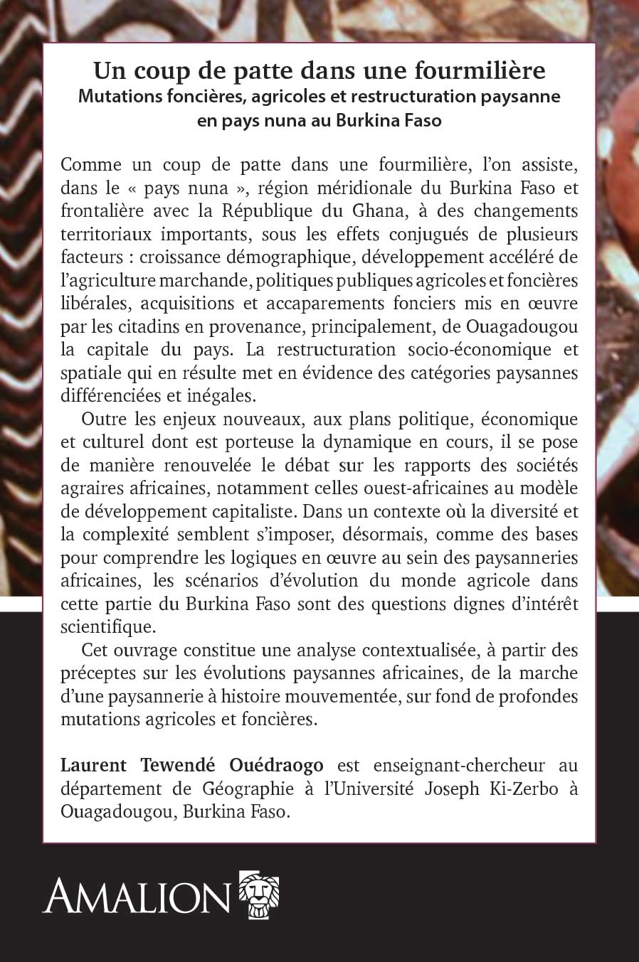 Un coup de patte dans une fourmilière: Mutations foncières, agricoles et restructuration paysanne en pays nuna au Burkina Faso