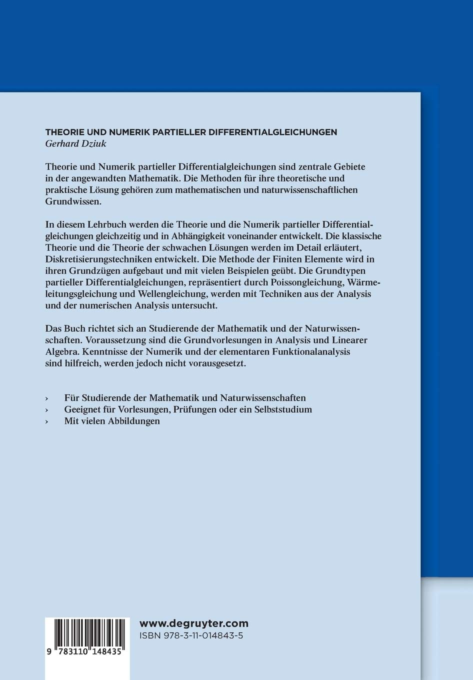 Theorie und Numerik partieller Differentialgleichungen (de Gruyter Studium
