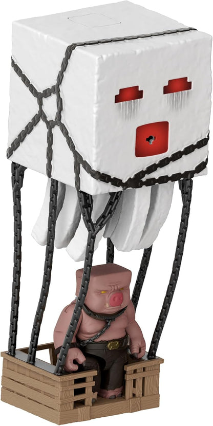 Mattel Minecraft Action Figure Set, Blast Attack Ghast with Lights, Sounds, Launcher & Projectile, Plus Piglin Warrior Inspired by A Minecraft Movie, JFB69