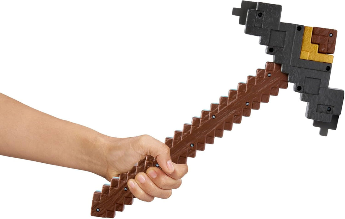 Mattel Minecraft Sword and Pickaxe 2-in-1 Toy, Button-Activated Click and Switch Role-Play Accessory Inspired by A Minecraft Movie, JFR72