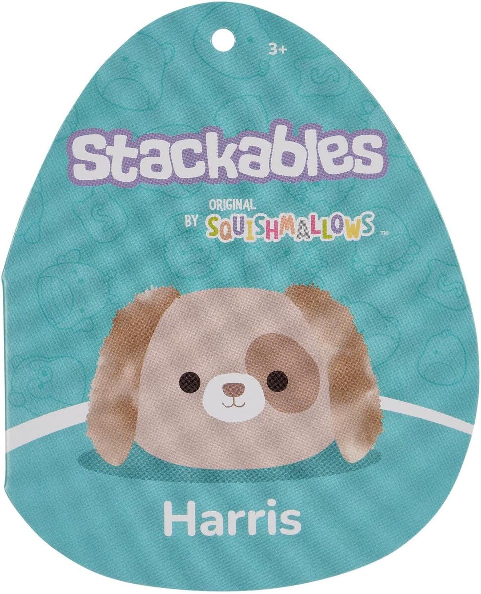 Squishmallows SQCR05465 - Harris de hond 30 cm stapelbaar, officieel Jazwares pluche, superzacht knuffeldier