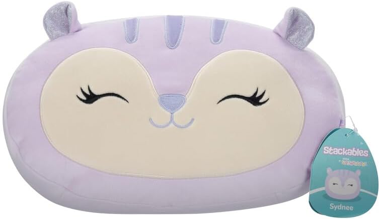 Squishmallows Medium Plush 12" Sydnee Lavender Squirrel Stackables Officially Licensed Kellytoy Soft Gift for Kids Girls & Boys Washable Squishy Stuff Toy Multicolor All Age