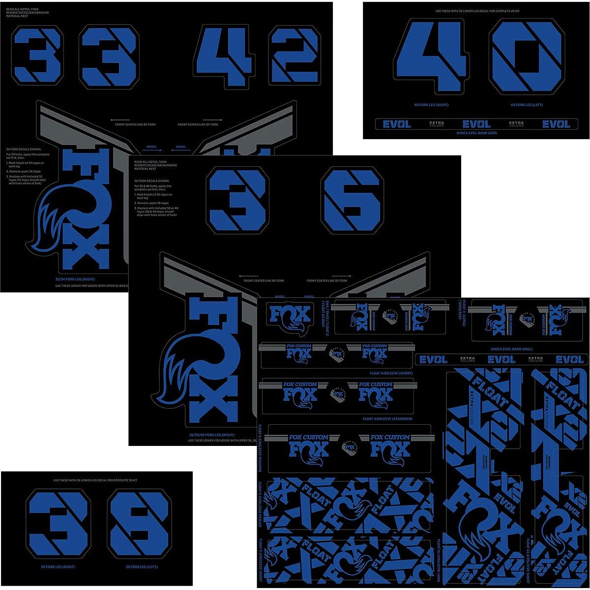 FOX Fork & Shock AM Custom Decal Kit 2021 Blue