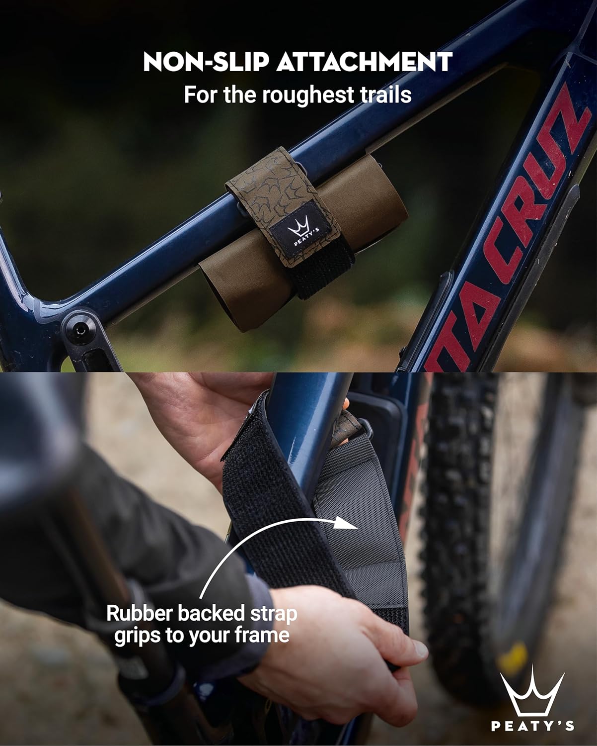 Peaty's Holdfast Trail Tool Wrap - Super Secure, No Slip or Rattle, Modular Design, Waterproof, Storage Frame Bag with Zip Pouch Pocket, Fits Anywhere, for MTB Road Gravel Ebike Mountain Bike - Black
