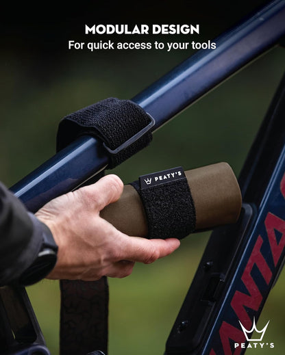Peaty's Holdfast Trail Tool Wrap - Super Secure, No Slip or Rattle, Modular Design, Waterproof, Storage Frame Bag with Zip Pouch Pocket, Fits Anywhere, for MTB Road Gravel Ebike Mountain Bike - Grey