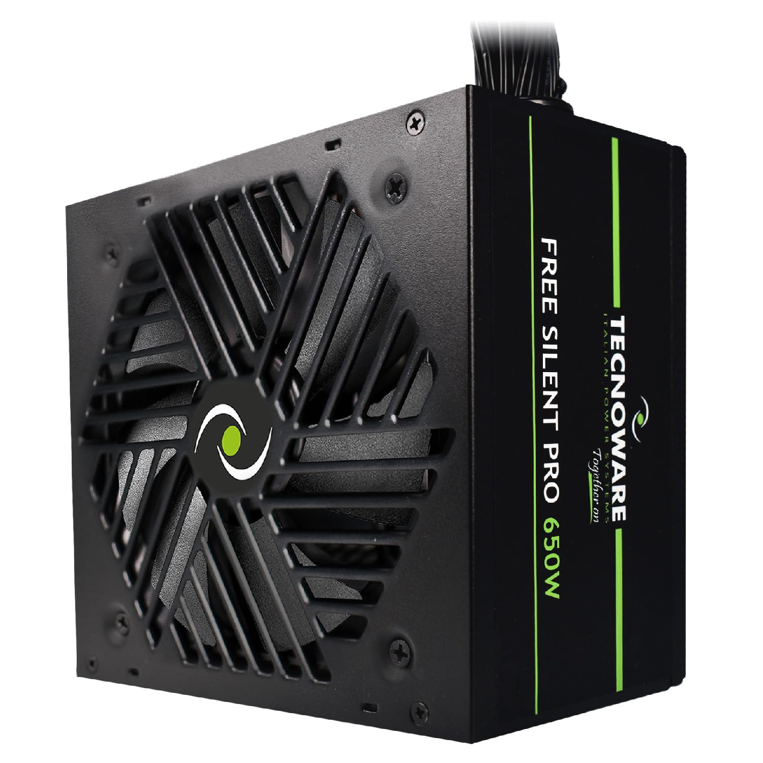 Tecnoware Power Systems Alimentatore Free Silent PRO 650 per PC Evoluti con Scheda Grafica NVIDIA GeForce GTX - RTX, Ventola Silenziosa, connettori PCI-E, CPU 4+4, SATA, Molex