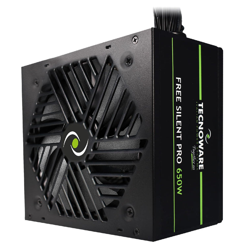 Tecnoware Power Systems Alimentatore Free Silent PRO 650 per PC Evoluti con Scheda Grafica NVIDIA GeForce GTX - RTX, Ventola Silenziosa, connettori PCI-E, CPU 4+4, SATA, Molex