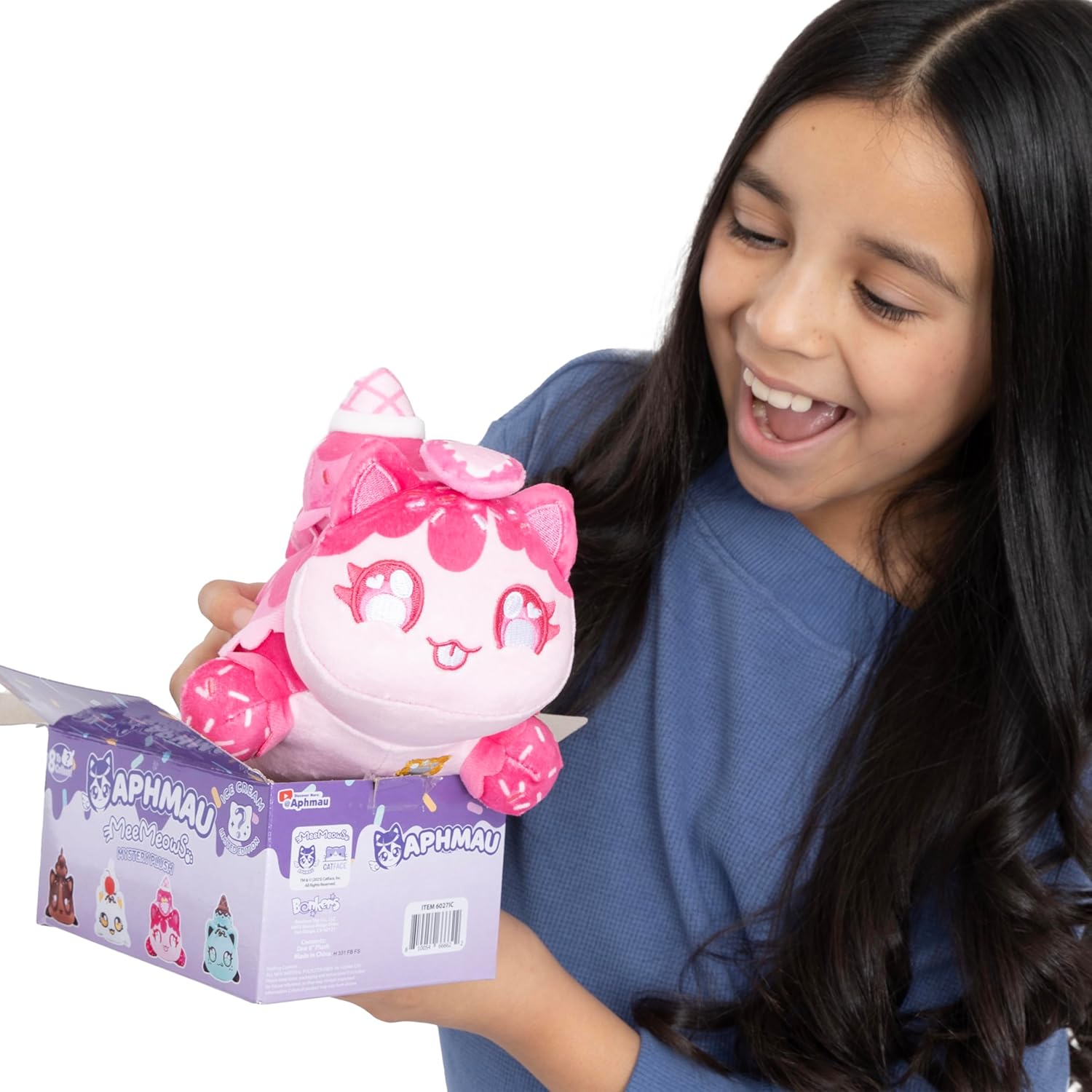 Aphmau 6” MeeMeow Mystery Plush – Ice Cream; YouTube Gaming Channel, Blind Box, 1 of 8 Possible Ice Cream MeeMeows, Official Merch, One Supplied, Styles May Vary