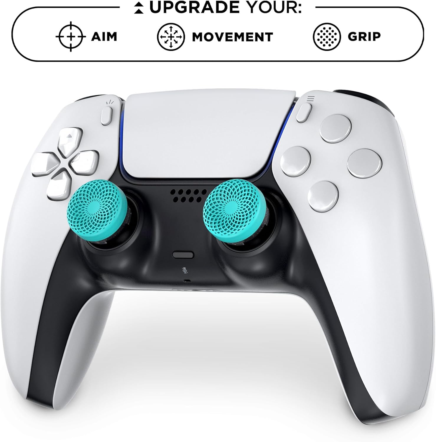 KontrolFreek Lotus per Playstation 5 e Playstation 4 - Levette ad alte prestazioni - 2 concave a vita media - Verde Acqua/Trasparente