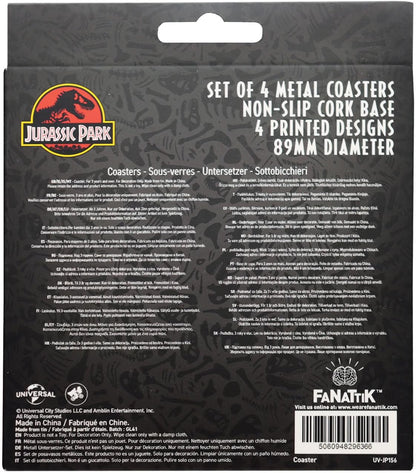 JURASSIC PARK - 4 Embossed Metal Coasters