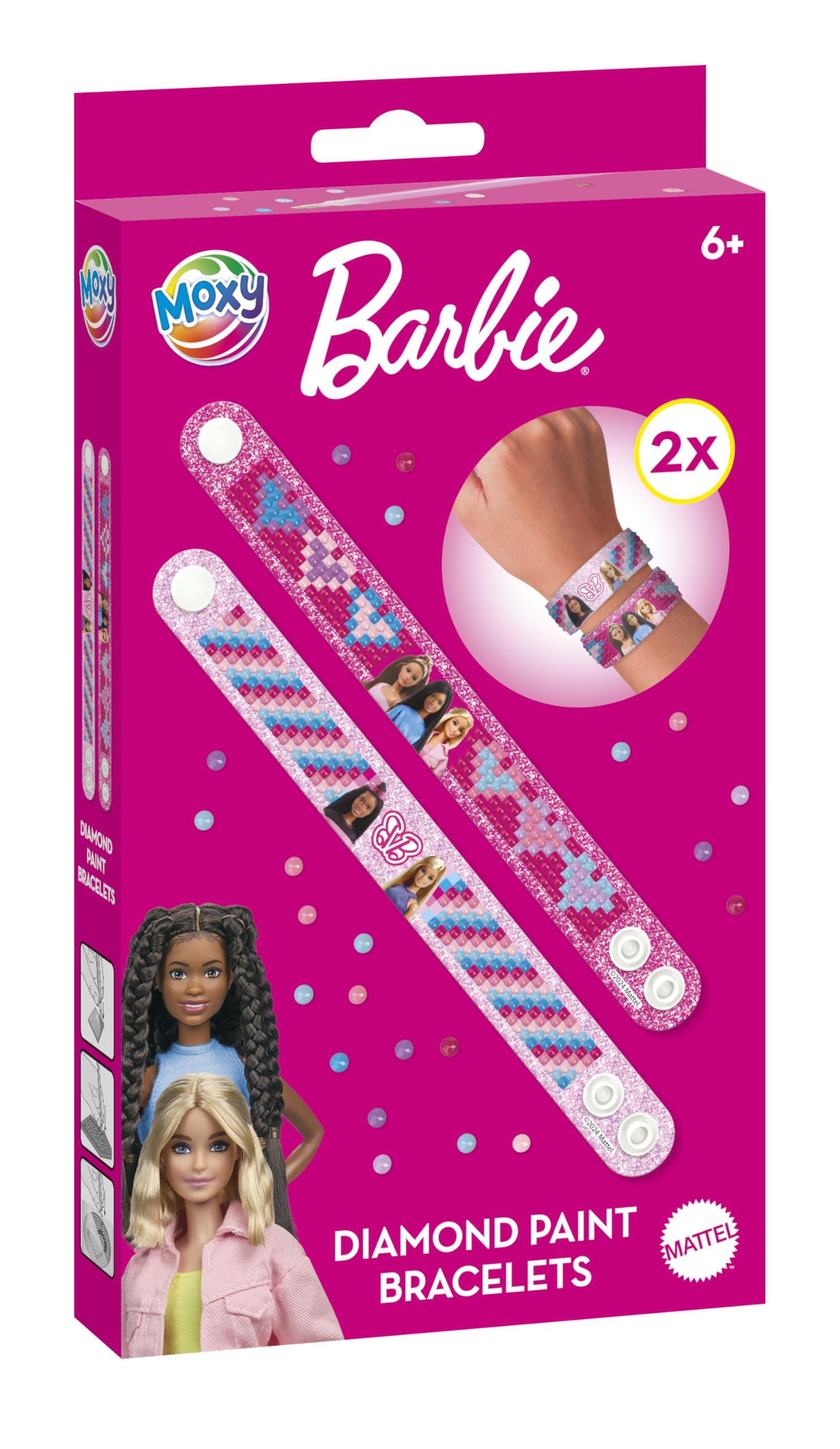 Moxy Barbie Diamond Paint Bracelets, 2-Piece Set, for Ages 6 Craft, Arts and Crafts for Boys and Girls