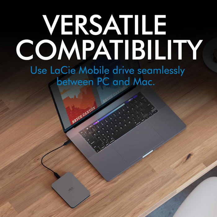 LaCie Mobile Drive Secure, 4 TB, Portable External Hard Drive 2.5 Inch Mac & PC Space Grey with 2 Year Rescue Service (STLR4000400