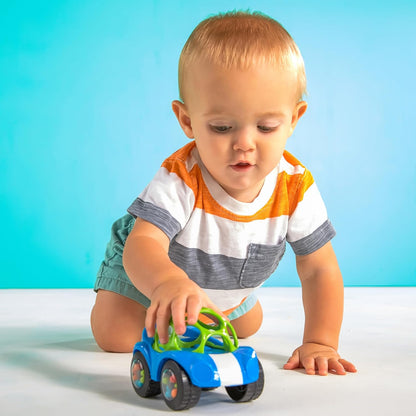 Bright Starts, Oball, Easy Grasp Rattle & Roll Toy Cochecito Deportivo sin BPA Juguete Infantil para Gatear, 1 Pack, a Partir de 3 Meses, Azul/Verde