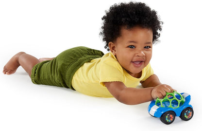 Bright Starts, Oball, Easy Grasp Rattle & Roll Toy Cochecito Deportivo sin BPA Juguete Infantil para Gatear, 1 Pack, a Partir de 3 Meses, Azul/Verde